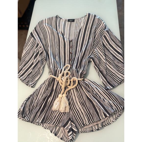 VICI Women's Kimono Sleeve Striped Boho Romper Size Small 0-4 - Picture 3 of 6